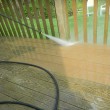 Pressure washing a deck Pressure washing a deck