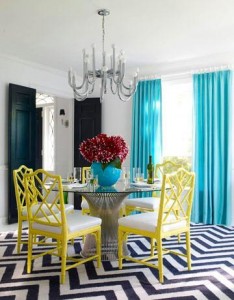 stripes1 234x300 Art Inspired Blue and Yellow Interior Design