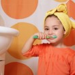 Bathroom for kids little girl brushing Bathroom for kids little girl brushing