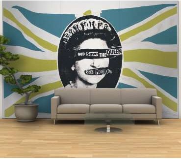 God Save the Queen Mural God Save the Queen Mural e1327523847119 Rocking Interior Design: Rock n Roll Imagery In Your Space