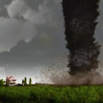 Farmhouse and tornado