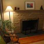 Rocking chair hardwood floor fireplace