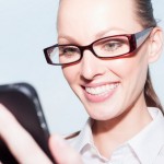 woman using smartphone thumb