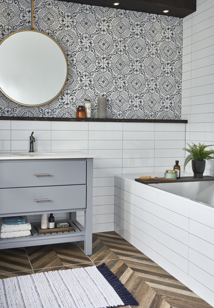 bathroom tile accent wall porcelain