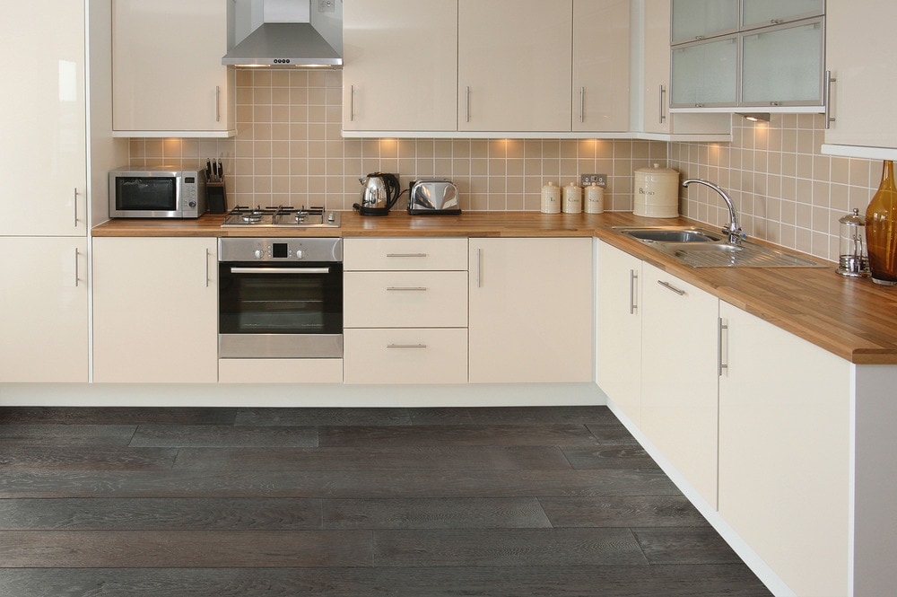 gray flooring kitchen