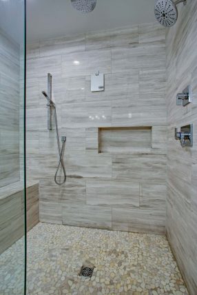 river rock shower floor