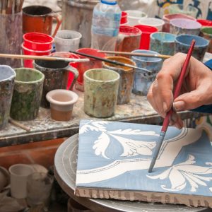 hand-painted glazed ceramic tiles