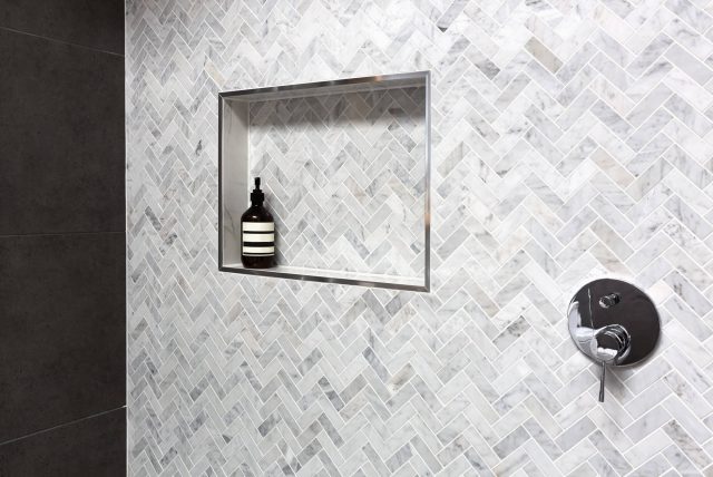 herringbone tile wall